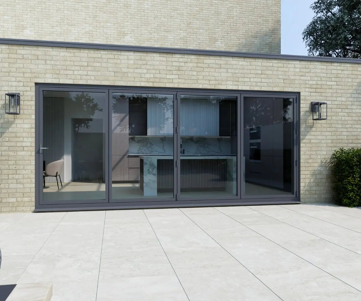 Visofold 1000 - 4 Section Aluminium Bifold Door - Anthracite Grey - Home Build Doors