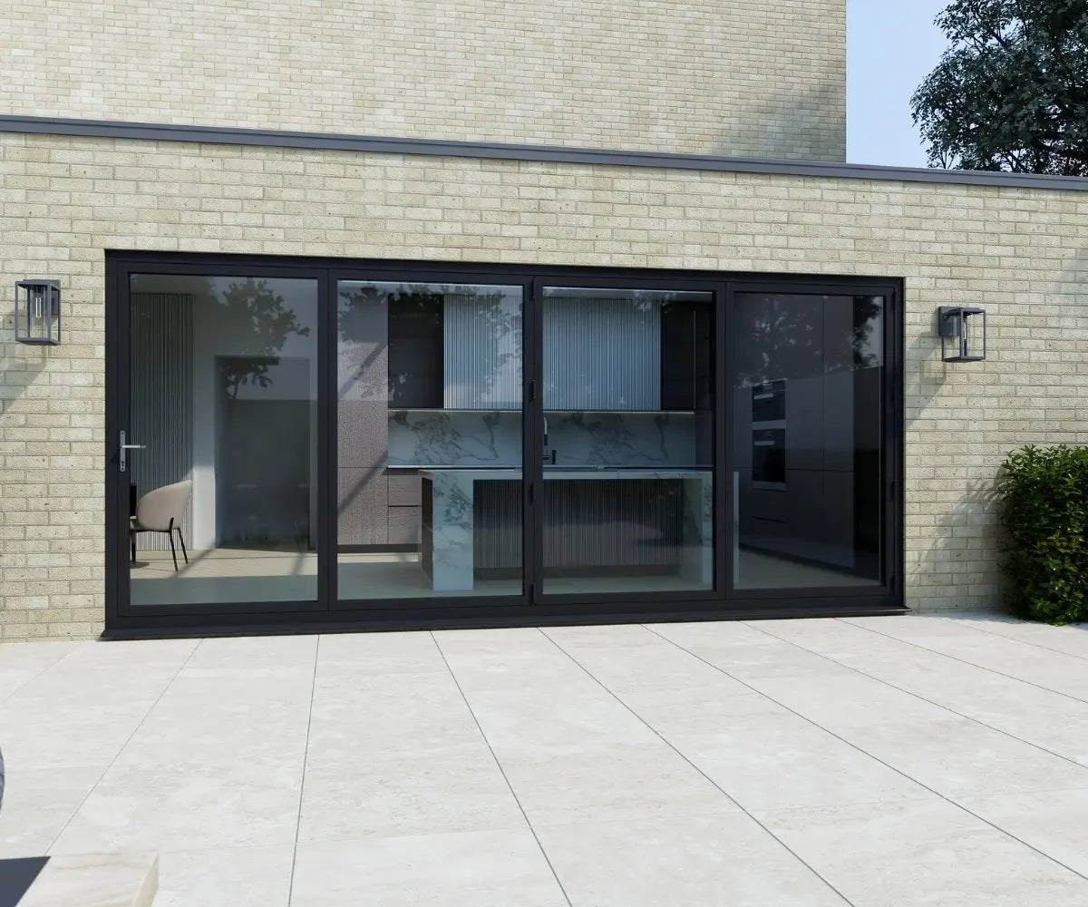 Visofold 1000 - 4 Section Aluminium Bifold Door - Black - Home Build Doors