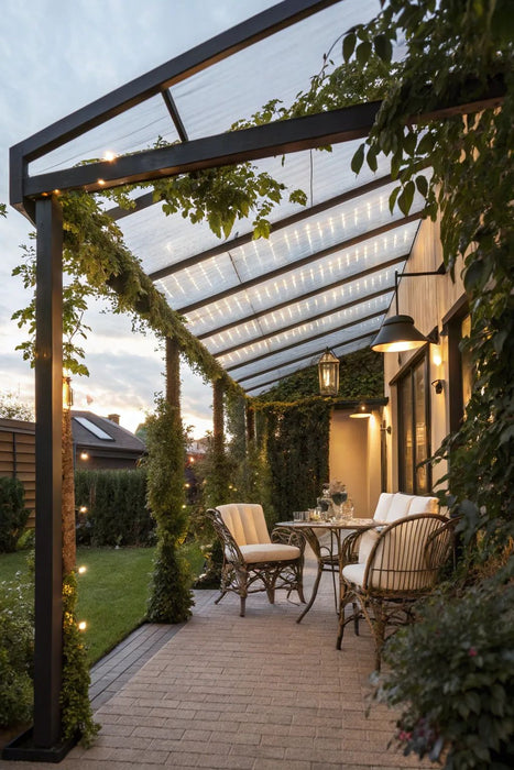 W1000mm x P2100mm Black Atlas Aluminum Lean To Roof System