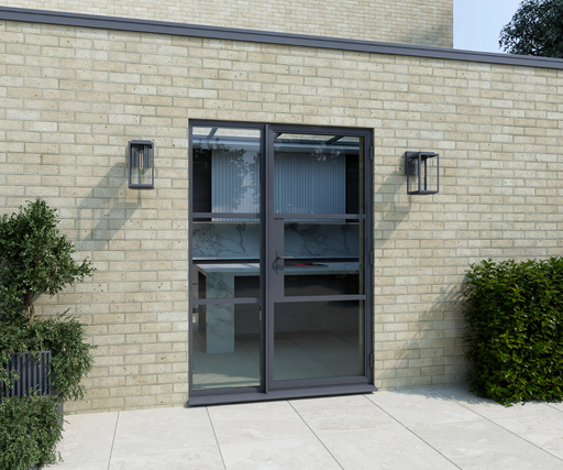 1200mm - Anthracite Grey Aluminium Heritage Single Door + Side Window - Home Build Doors