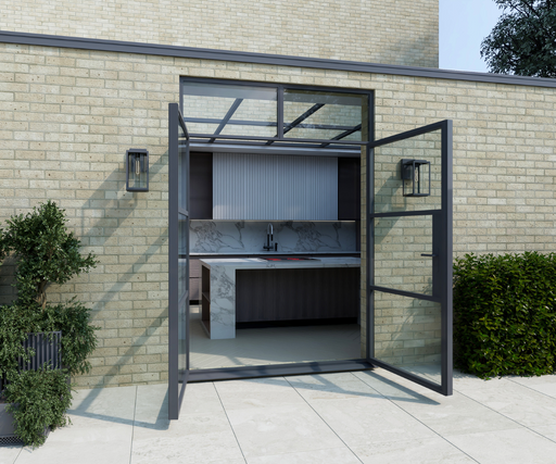 1200mm Anthracite Grey Heritage Aluminium French Doors + 290mm Top Window - Home Build Doors