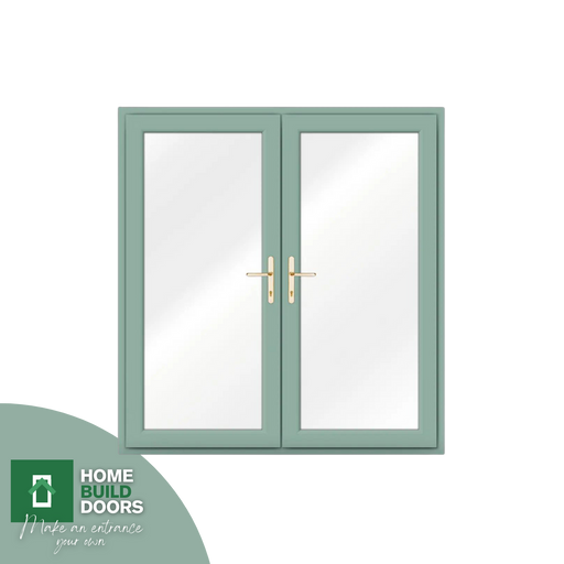 1200mm - Chartwell Green on White uPVC French Door - Home Build Doors