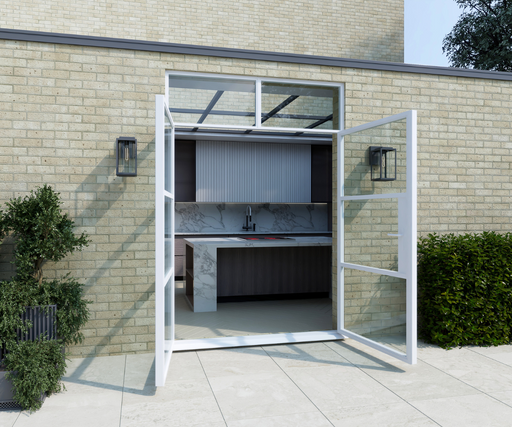 1200mm White Heritage Aluminium French Doors + 290mm Top Window - Home Build Doors