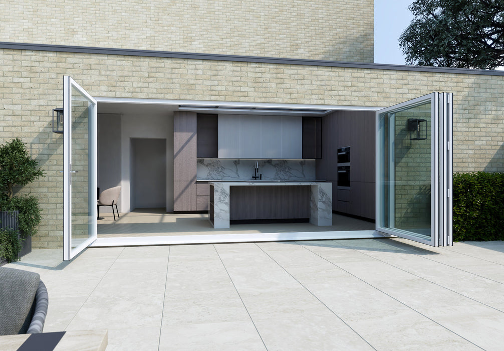 W4500mm x H2100mm Visofold 1000 White Aluminium Compliant Bifold - 4 Section