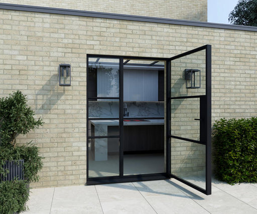 1300mm - Black Aluminium Heritage Single Door + Side Window - Home Build Doors