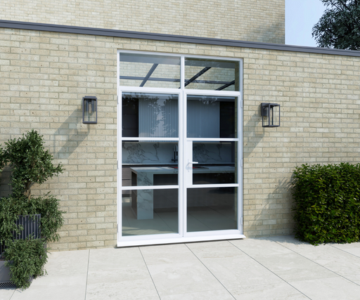 1300mm White Heritage Aluminium French Doors + 290mm Top Window - Home Build Doors