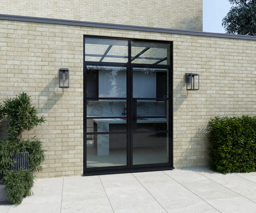 1300mm Black Heritage Aluminium French Doors + 290mm Top Window - Home Build Doors