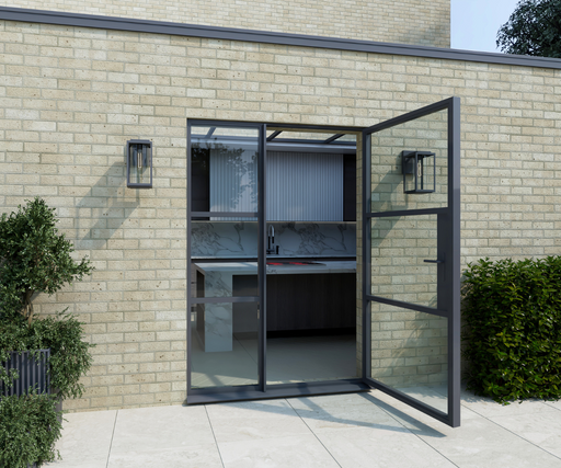 1400mm - Anthracite Grey Aluminium Heritage Single Door + Side Window - Home Build Doors