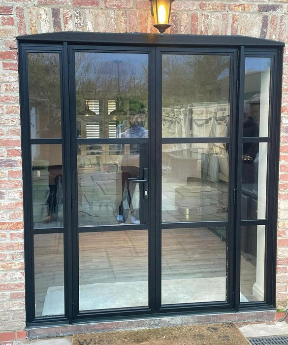 1400mm Anthracite Grey Heritage Aluminium French Doors + 290mm Top Window - Home Build Doors