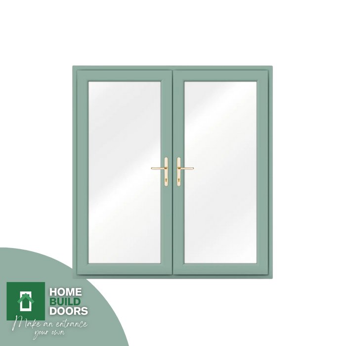 1400mm - Chartwell Green on White uPVC French Door - Home Build Doors