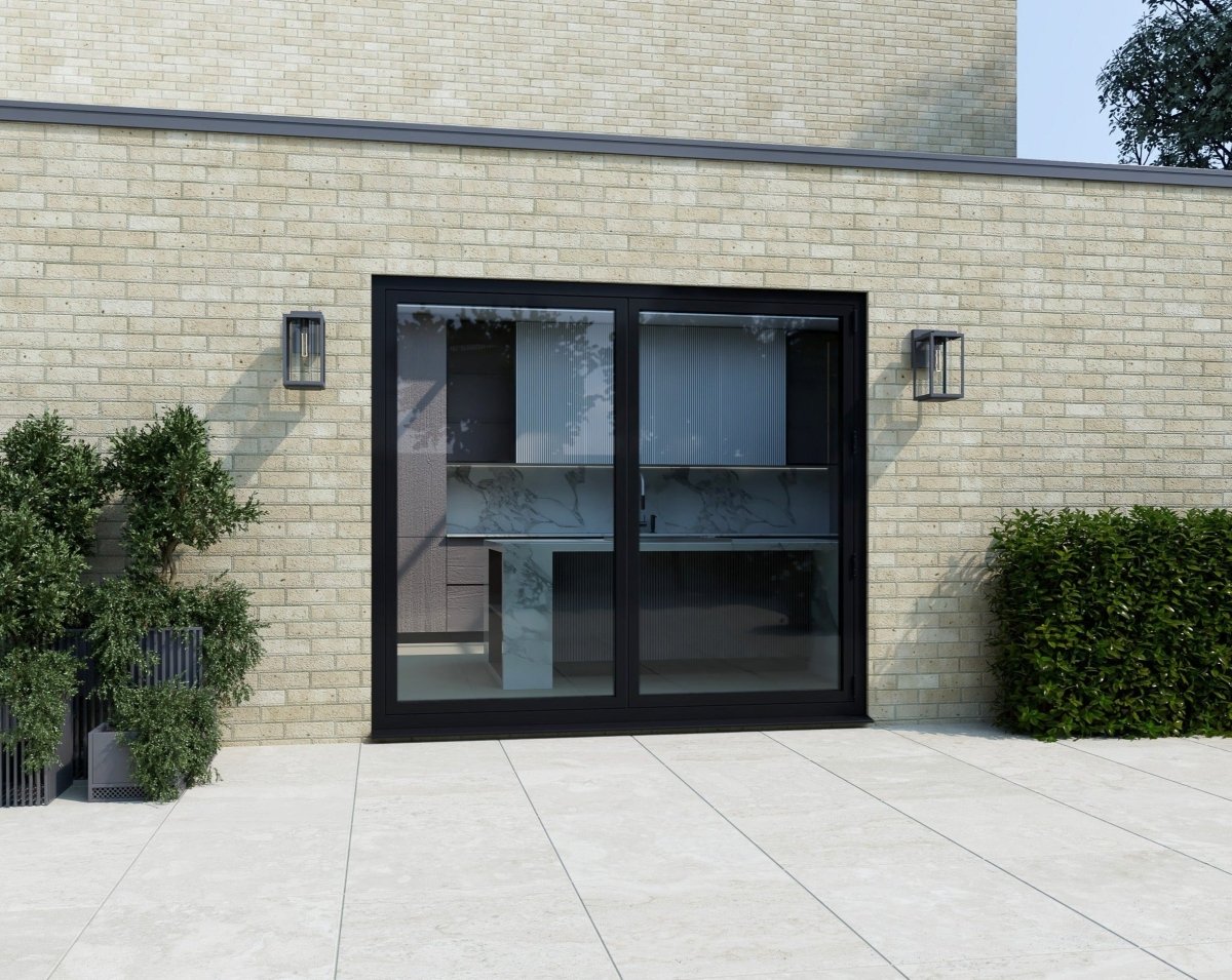 2 Section Korniche Bi-folding Doors - Black on White