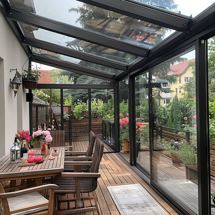 W600mm x P1800mm Black Atlas Aluminum Lean To Roof System