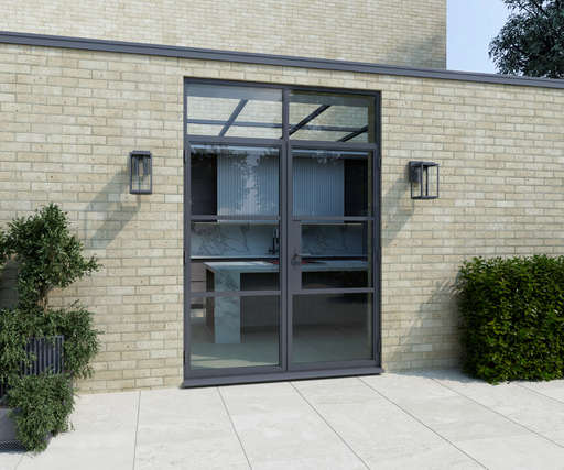 1600mm Anthracite Grey Heritage Aluminium French Doors + 290mm Top Window - Home Build Doors