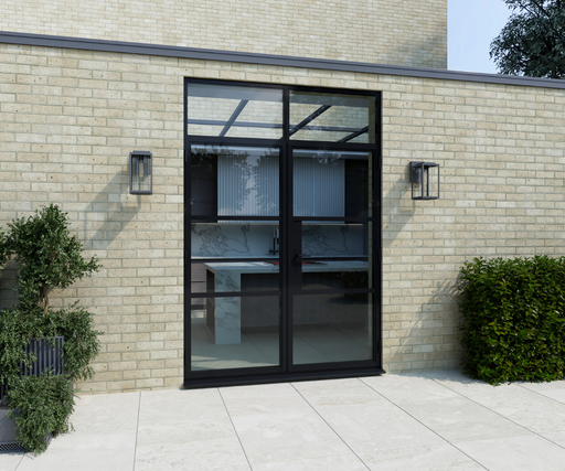 1700mm Black Heritage Aluminium French Doors + 290mm Top Window - Home Build Doors