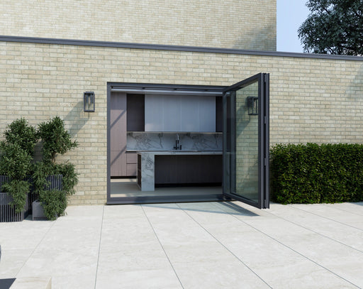 1800mm Agate Grey on White Aluminium Bifold Door Korniche - 2 sections - Home Build Doors