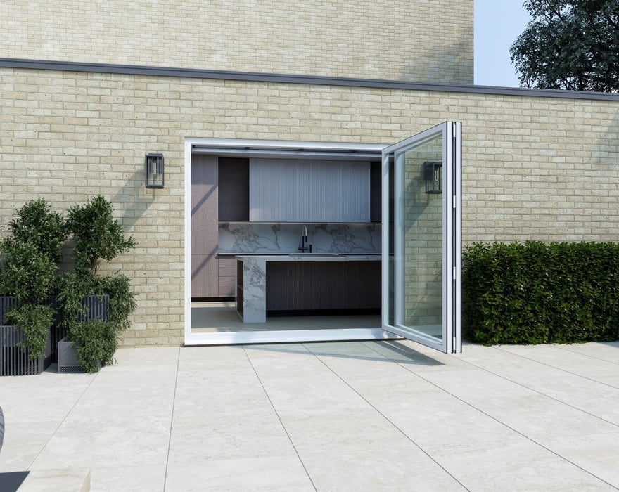 2000mm White Aluminium Bifold Door Korniche - 2 sections - Home Build Doors