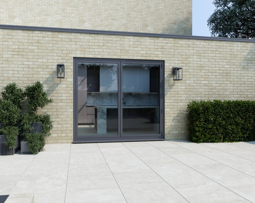 2100mm Agate Grey on White Bifold Door Korniche - 2 sections - Home Build Doors