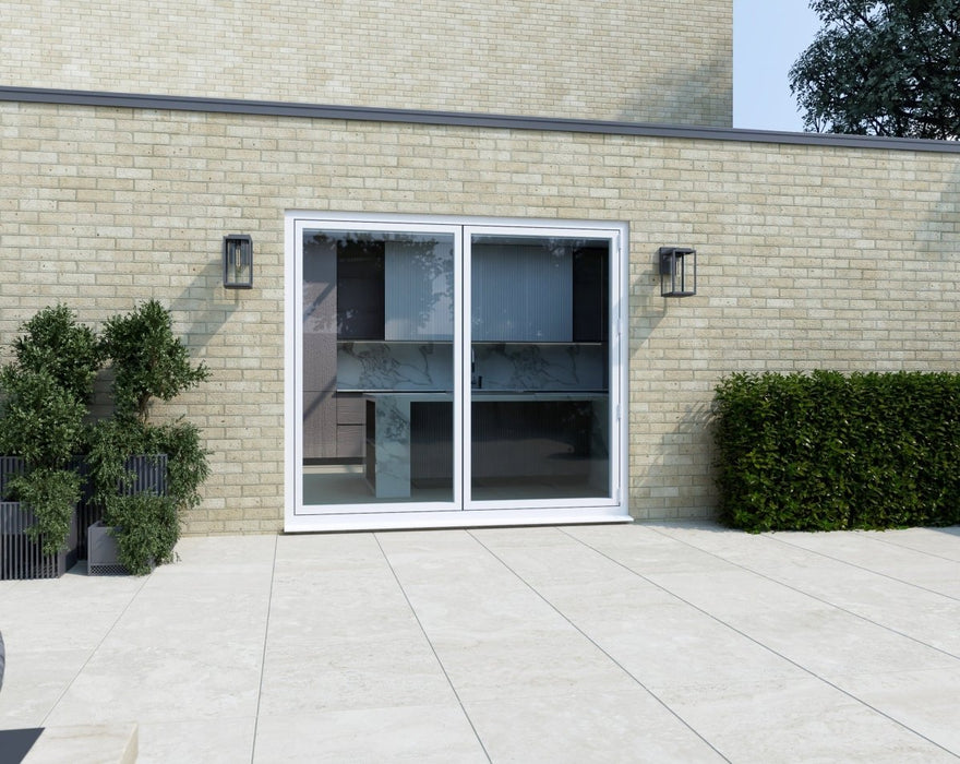 2100mm White Aluminium Bifold Door Korniche - 2 sections - Home Build Doors