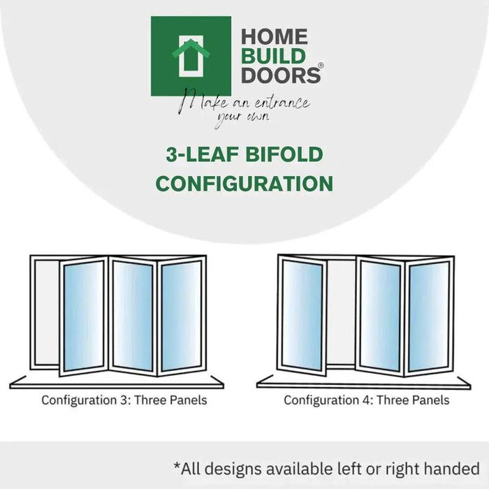 2200mm Agate Grey on White Bifold Door Korniche - 3 sections - Home Build Doors