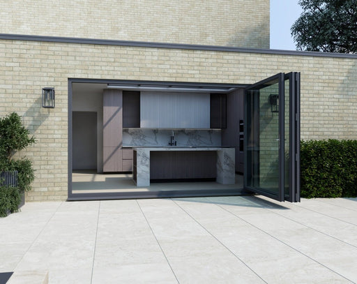 2200mm Agate Grey on White Bifold Door Korniche - 3 sections - Home Build Doors