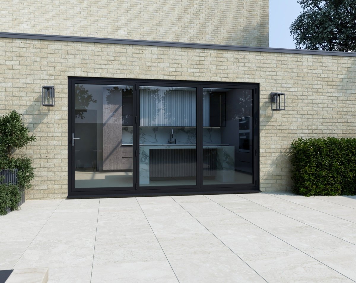 3 Section Korniche Bi-folding Doors - Black on White