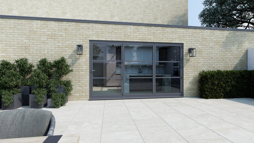 2400mm Anthracite Grey on White Heritage Visofold 1000 Bifold Door - 3 sections - Home Build Doors