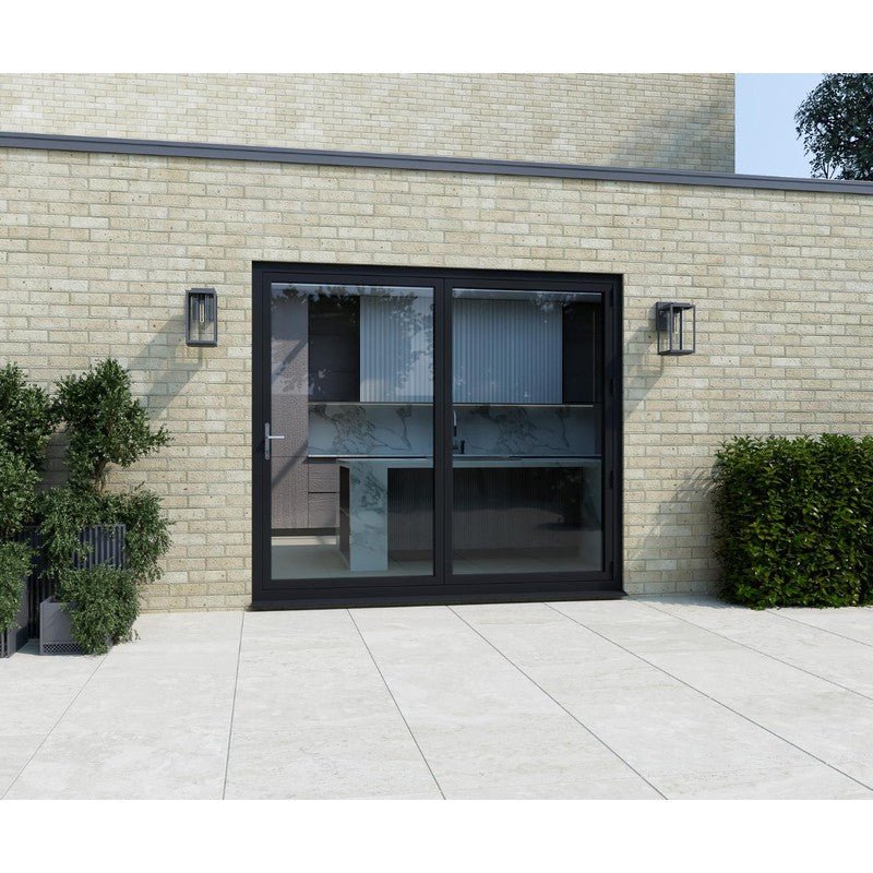 2 Section Smart Aluminium Bi-folding Doors - Black on White