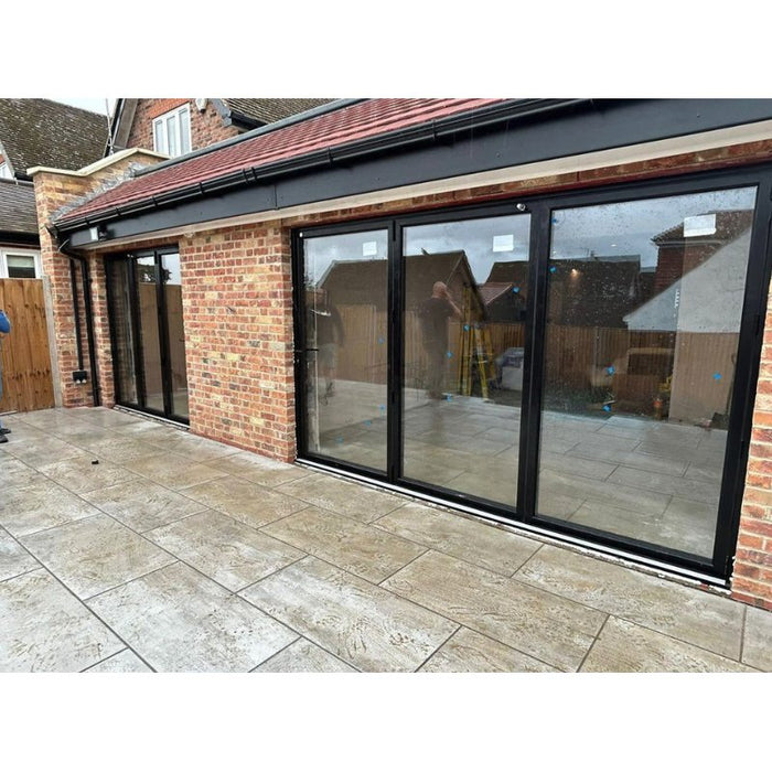 2400mm Black on White Aluminium Bifold Door Smart System - 2 sections - Home Build Doors