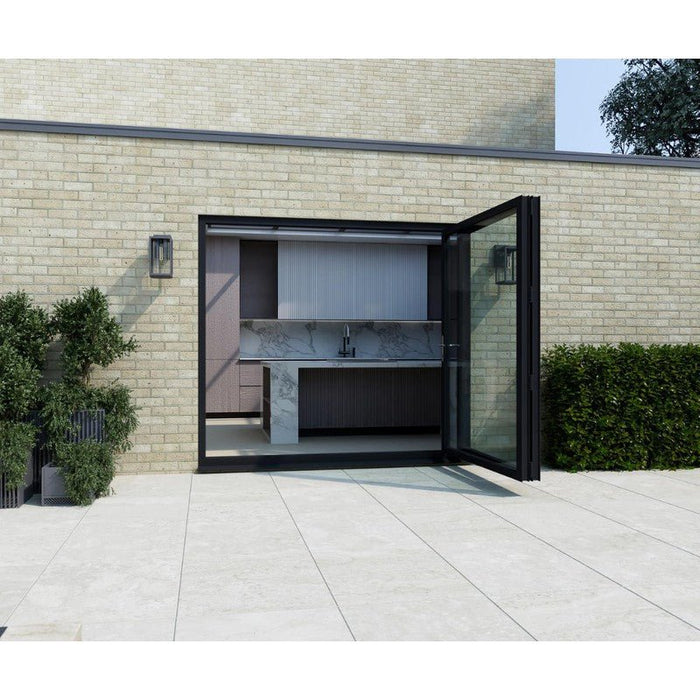 2400mm Black on White Aluminium Bifold Door Smart System - 2 sections - Home Build Doors