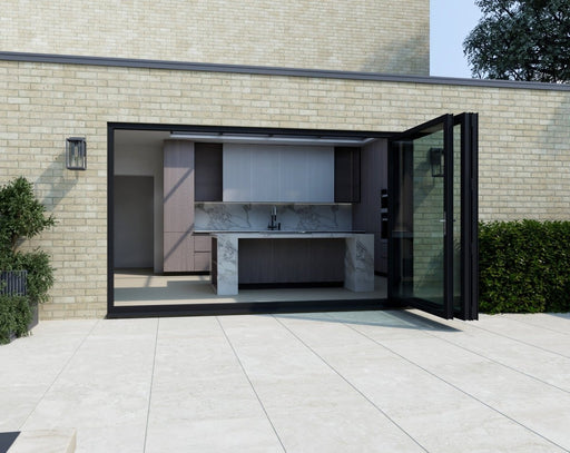 2400mm Black on White Bifold Door Korniche - 3 sections - Home Build Doors