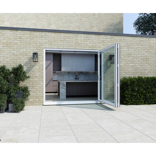 2400mm White Aluminium Bifold Door Smart System - 2 sections - Home Build Doors