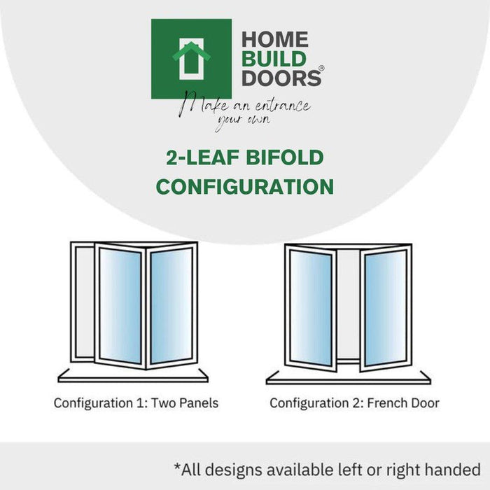 2400mm White Aluminium Bifold Door Smart System - 2 sections - Home Build Doors