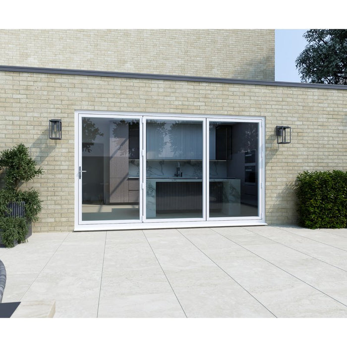 2400mm White Aluminium Bifold Door Smart System - 3 sections - Home Build Doors