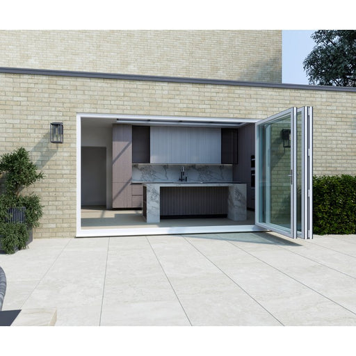 2400mm White Aluminium Bifold Door Smart System - 3 sections - Home Build Doors