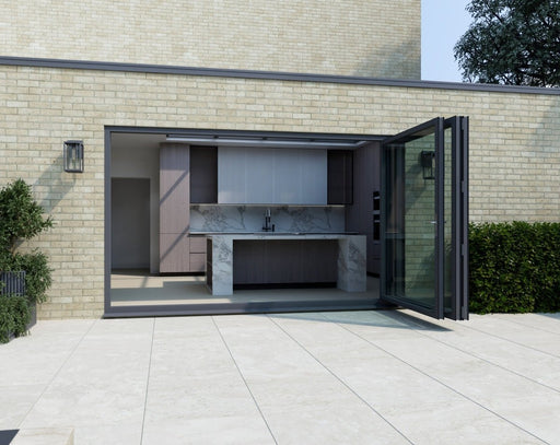 2600mm Agate Grey on White Bifold Door Korniche - 3 sections - Home Build Doors