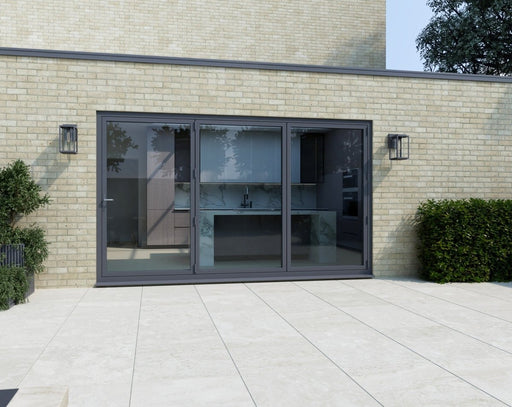 2600mm Agate Grey on White Bifold Door Korniche - 3 sections - Home Build Doors