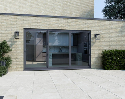 2800mm Agate Grey on White Bifold Door Korniche - 3 sections - Home Build Doors