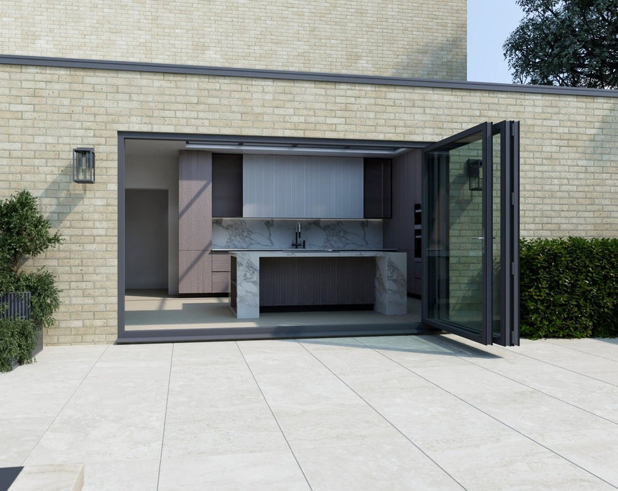 2800mm Agate Grey on White Bifold Door Korniche - 3 sections - Home Build Doors