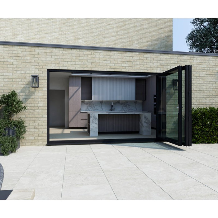 2800mm Black on White Aluminium Bifold Door Smart System - 3 sections - Home Build Doors