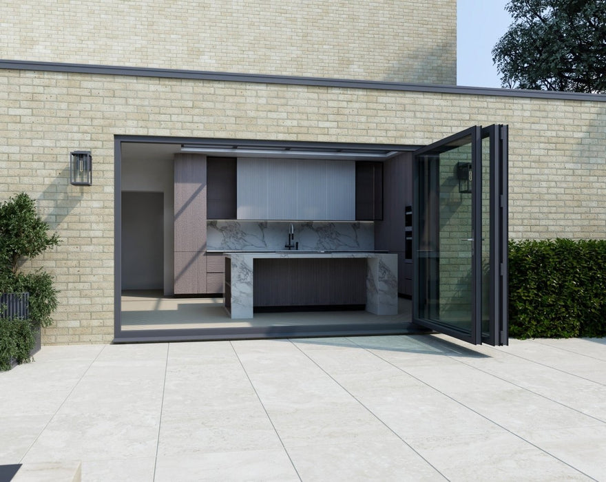 3000mm Agate Grey Bifold Door Korniche - 3 sections - Home Build Doors