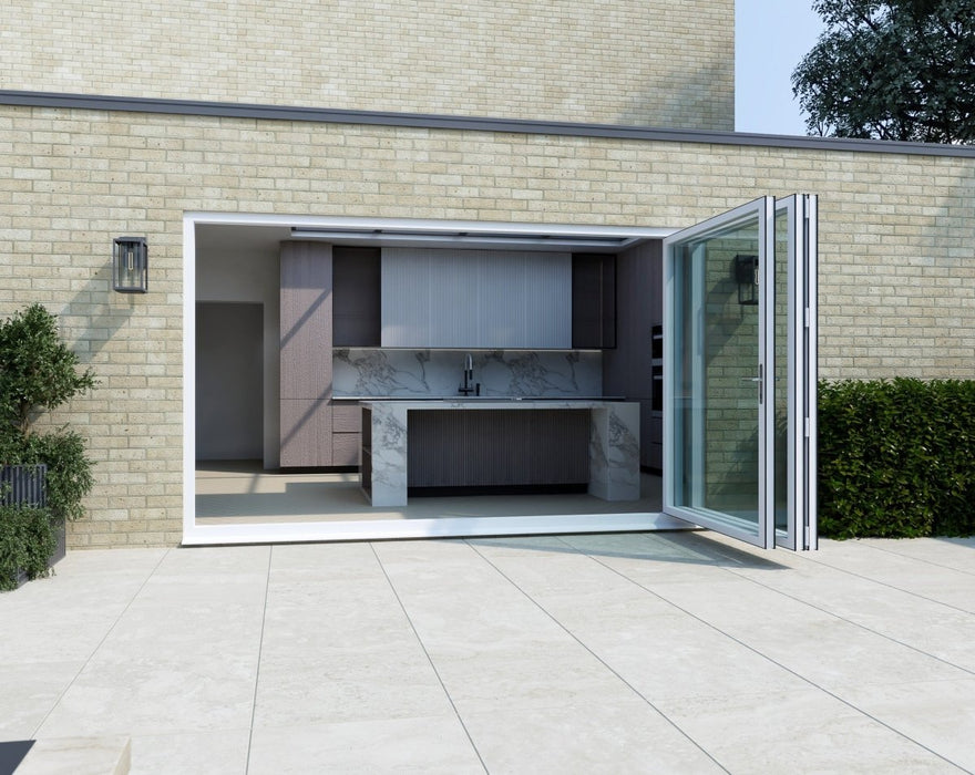 3100mm White Bifold Door Korniche - 3 sections - Home Build Doors