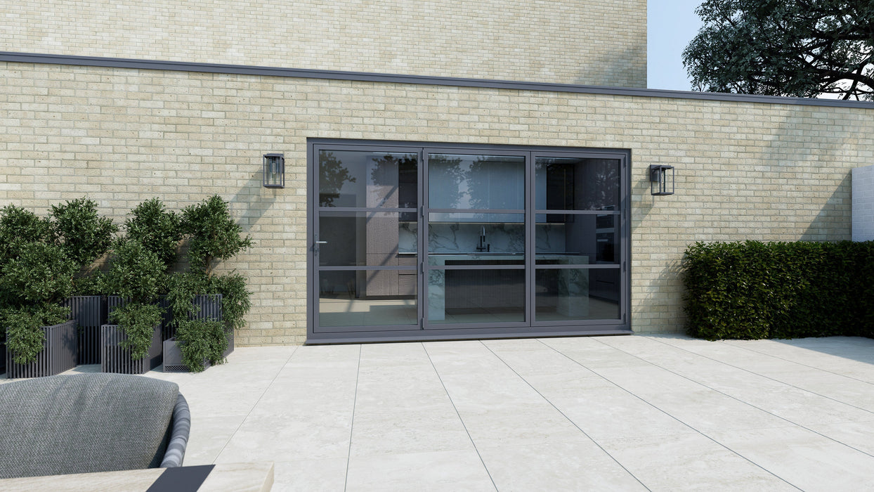 3200mm Anthracite Grey on White Heritage Visofold 1000 Bifold Door - 3 sections