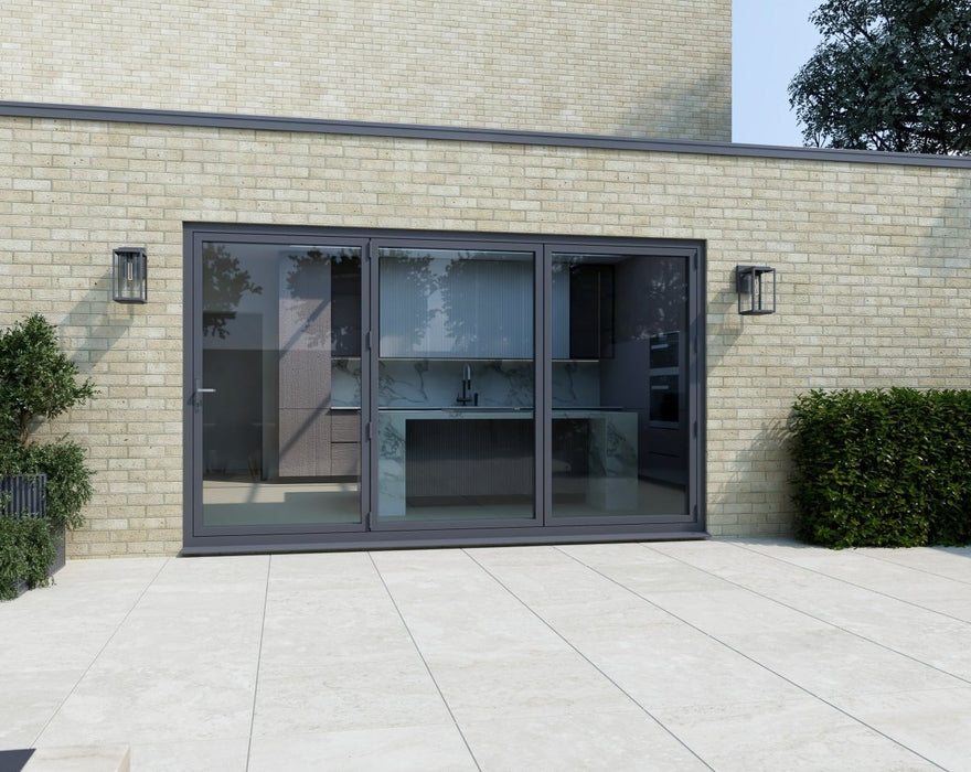 3200mm Agate Grey on White Bifold Door Korniche - 3 sections - Home Build Doors