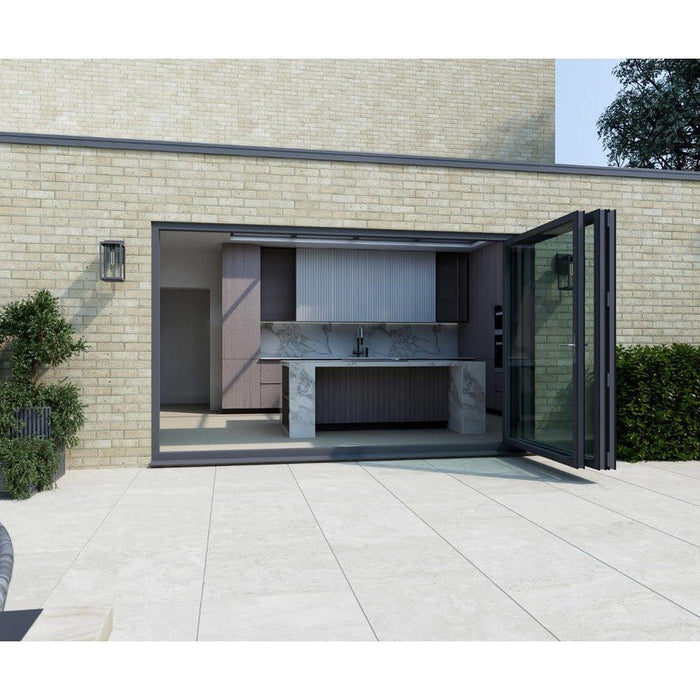 3200mm Anthracite Grey on White Aluminium Bifold Door Smart System - 3 sections - Home Build Doors