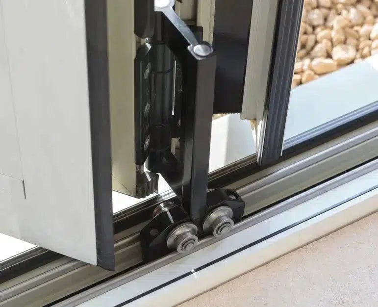 3200mm Anthracite Grey on White Aluminium Bifold Door SMART system - 4 sections - Home Build Doors