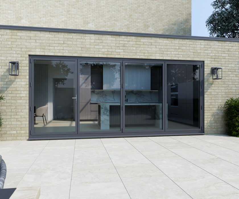 3200mm Anthracite Grey on White Aluminium Bifold Door SMART system - 4 sections - Home Build Doors