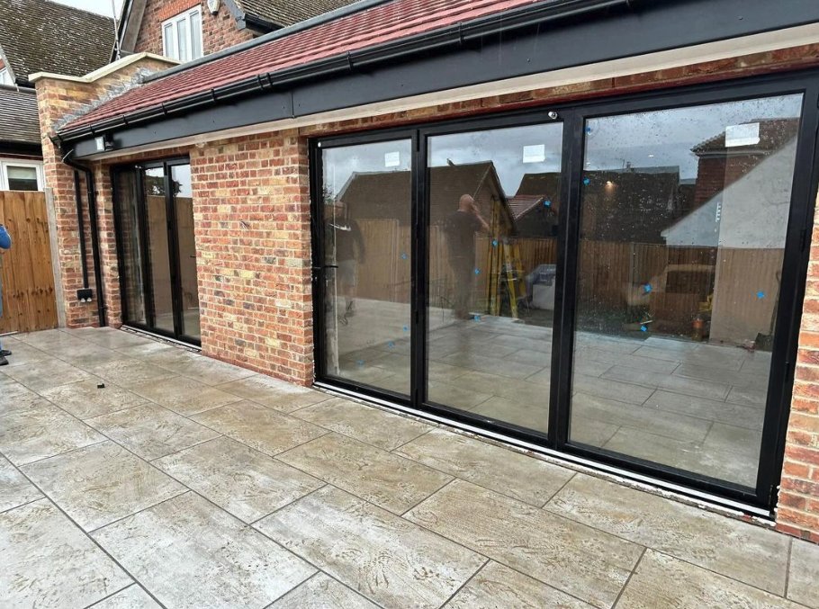 3200mm Anthracite Grey on White Aluminium Bifold Door SMART system - 4 sections - Home Build Doors