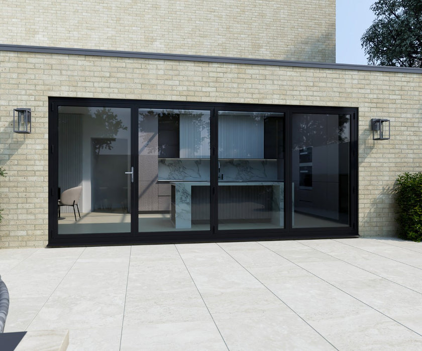 3200mm Black on White Aluminium Bifold Door SMART system - 4 sections - Home Build Doors