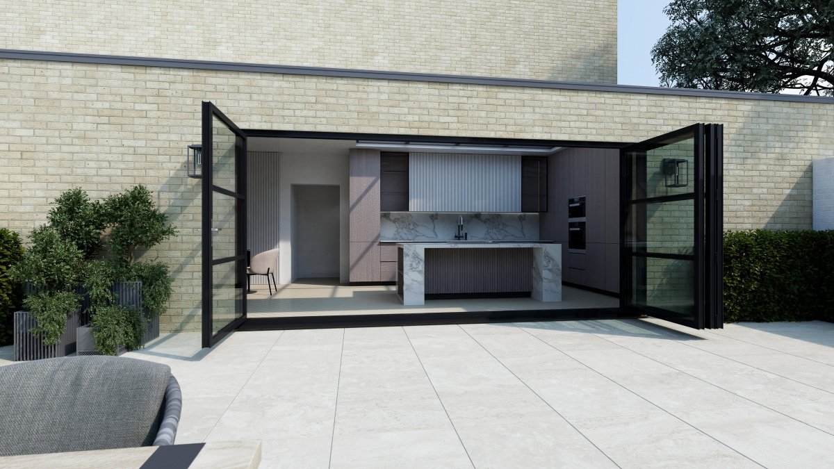 3200mm Black on White Heritage Visofold 1000 Bifold Door - 4 sections - Home Build Doors