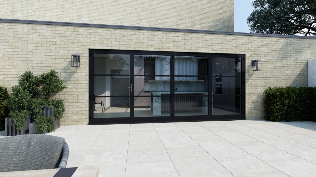 3200mm Black on White Heritage Visofold 1000 Bifold Door - 4 sections - Home Build Doors